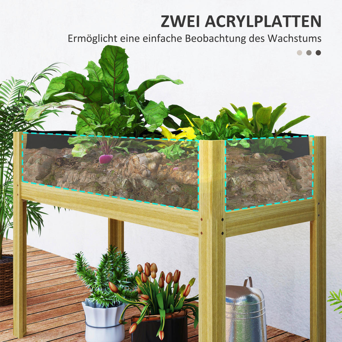 Outsunny Hochbeet natur Holz B/H/L: ca. 50x80x110 cm Hochbeet - natur (110,00/50,00/80,00cm) - Outsunny