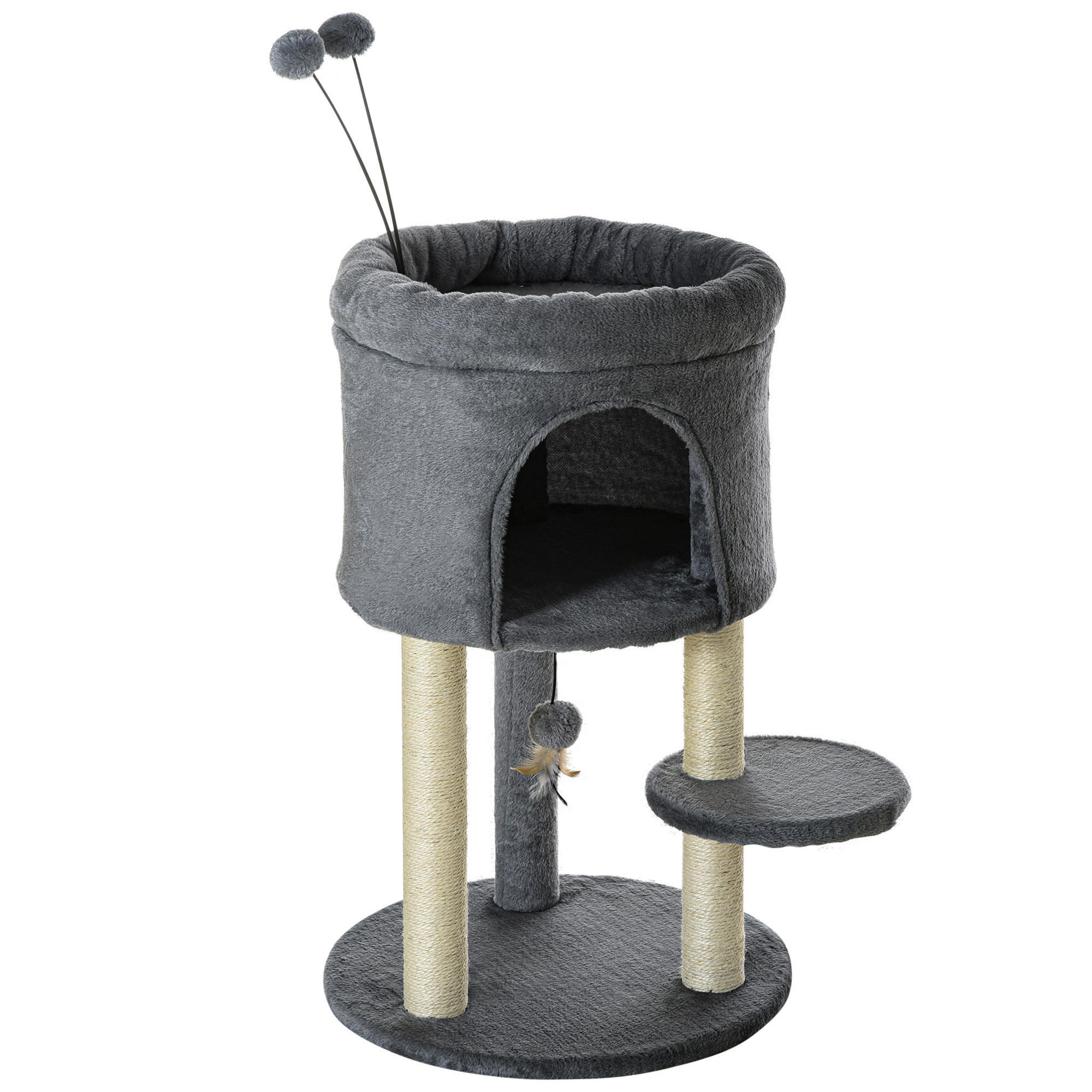 PawHut Kratzbaum grau Polyester B/H/L: ca. 44,5x73,5x44,5 cm Kratzbaum - cremeweiß/grau (44,50/44,50/73,50cm) - PawHut