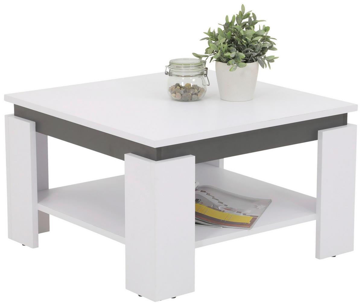 Couchtisch Tim III weiß anthrazit B/H/T: ca. 68x41x68 cm Tim III - weiß/anthrazit (68,00/41,00/68,00cm) - Hela