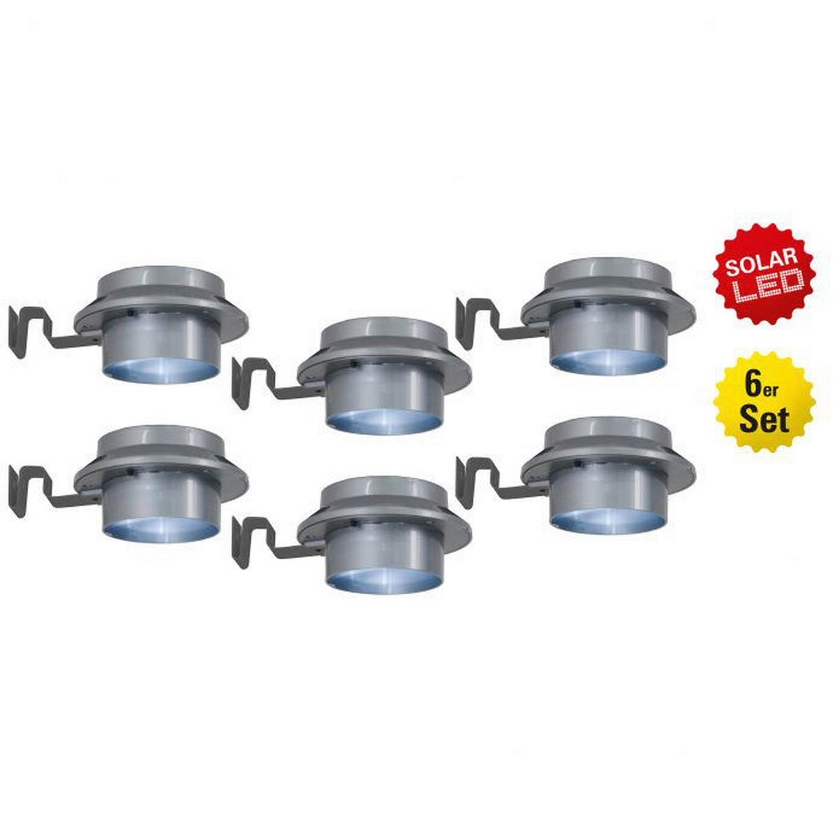 Solar-Dachrinnenleuchte 6er-Set NV5205516 grau Metall Kunststoff H/D: ca. 6x12 cm MISTRA - grau (12,00/6,00cm) - Näve Leuchten