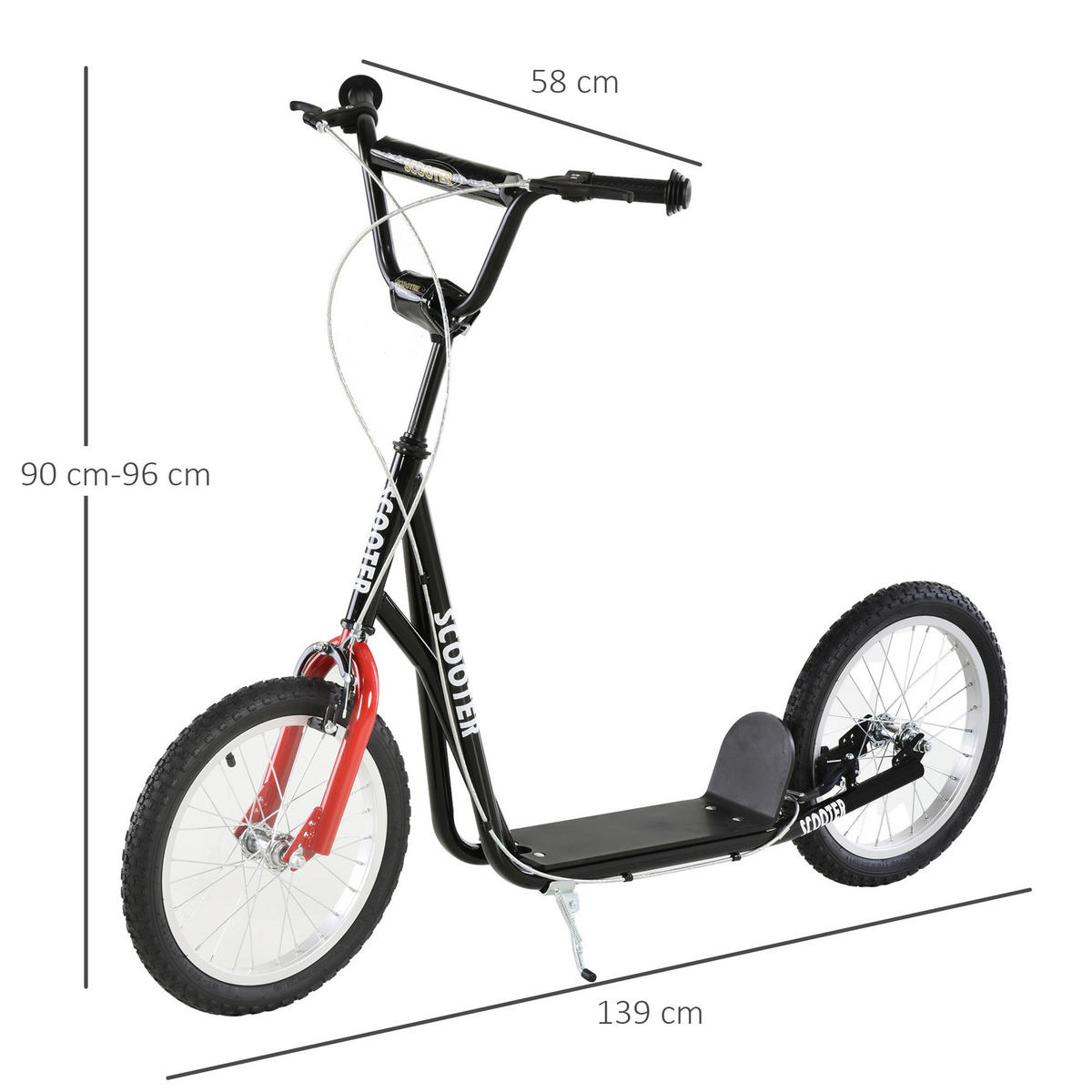 schwarz Kinderscooter 371-021BK - schwarz (139,00/58,00/96,00cm) - HOMCOM