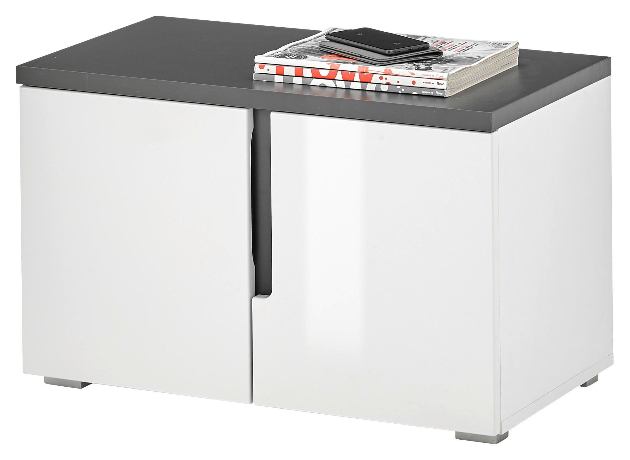 Sitzbank Boston weiß weiß Hochglanz anthrazit B/H/T: ca. 70x44x38 cm Boston - weiß/anthrazit (70,00/44,00/38,00cm)