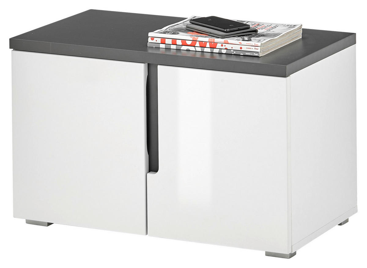 Sitzbank Boston weiß weiß Hochglanz anthrazit B/H/T: ca. 70x44x38 cm Boston - weiß/anthrazit (70,00/44,00/38,00cm)
