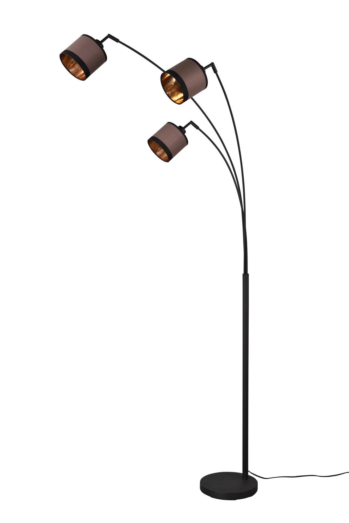 Reality Stehleuchte R41553041 Davos schwarz taupe Metall Stoff H/D: ca. 185x12 cm E14 3 Brennstellen Davos - schwarz/taupe (12,00/185,00cm) - Reality