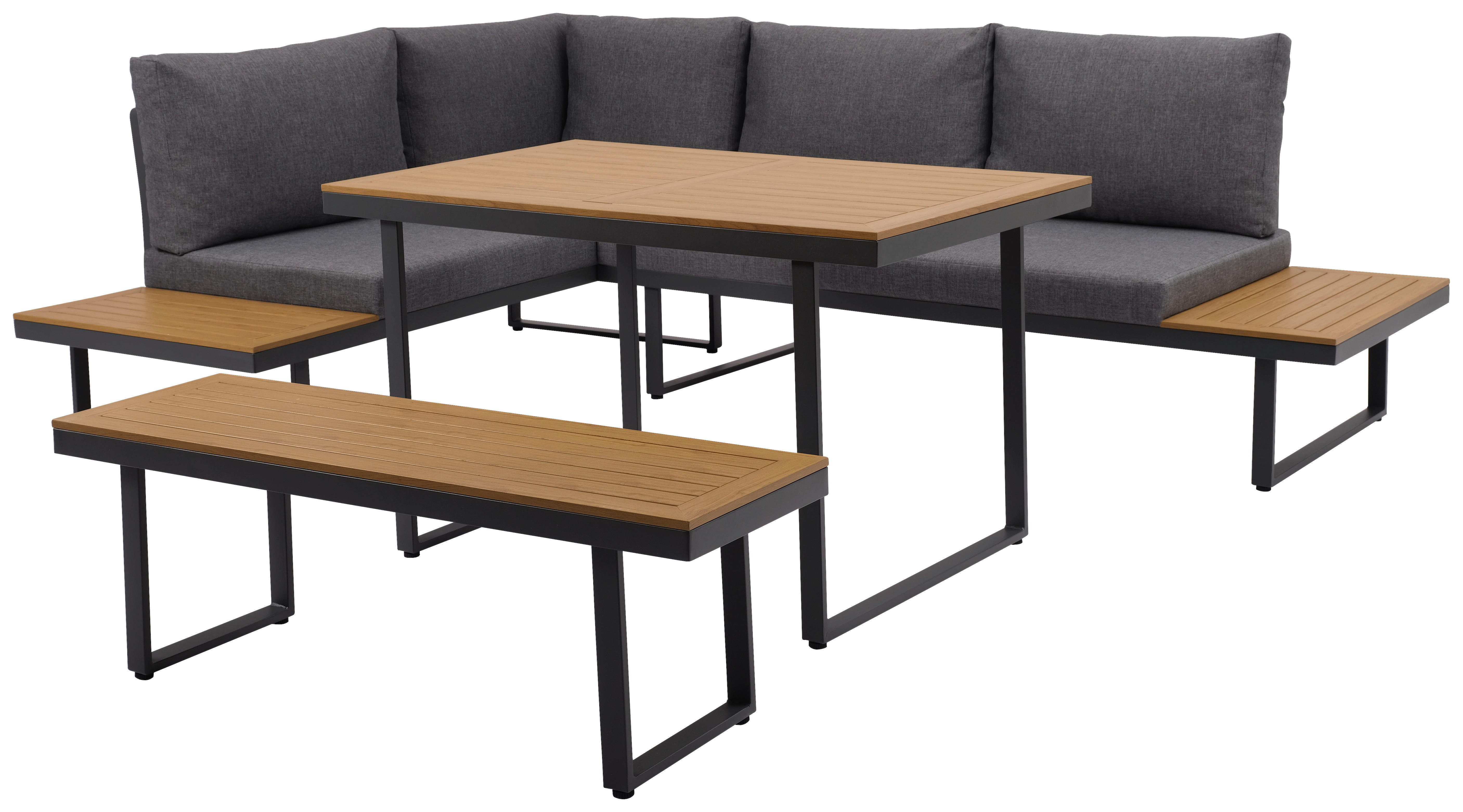 Loungeset Sevilla anthrazit Aluminium Sevilla - Holzoptik/anthrazit