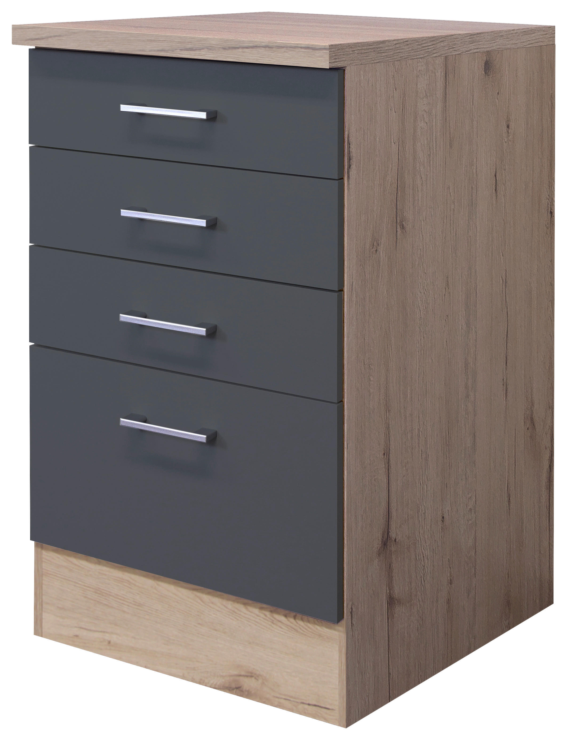 Schubkastenschrank Morena grau matt B/H/T: ca. 50x85x60 cm Morena - Eiche/Basalt (50,00/85,00/60,00cm) - Flex-Well