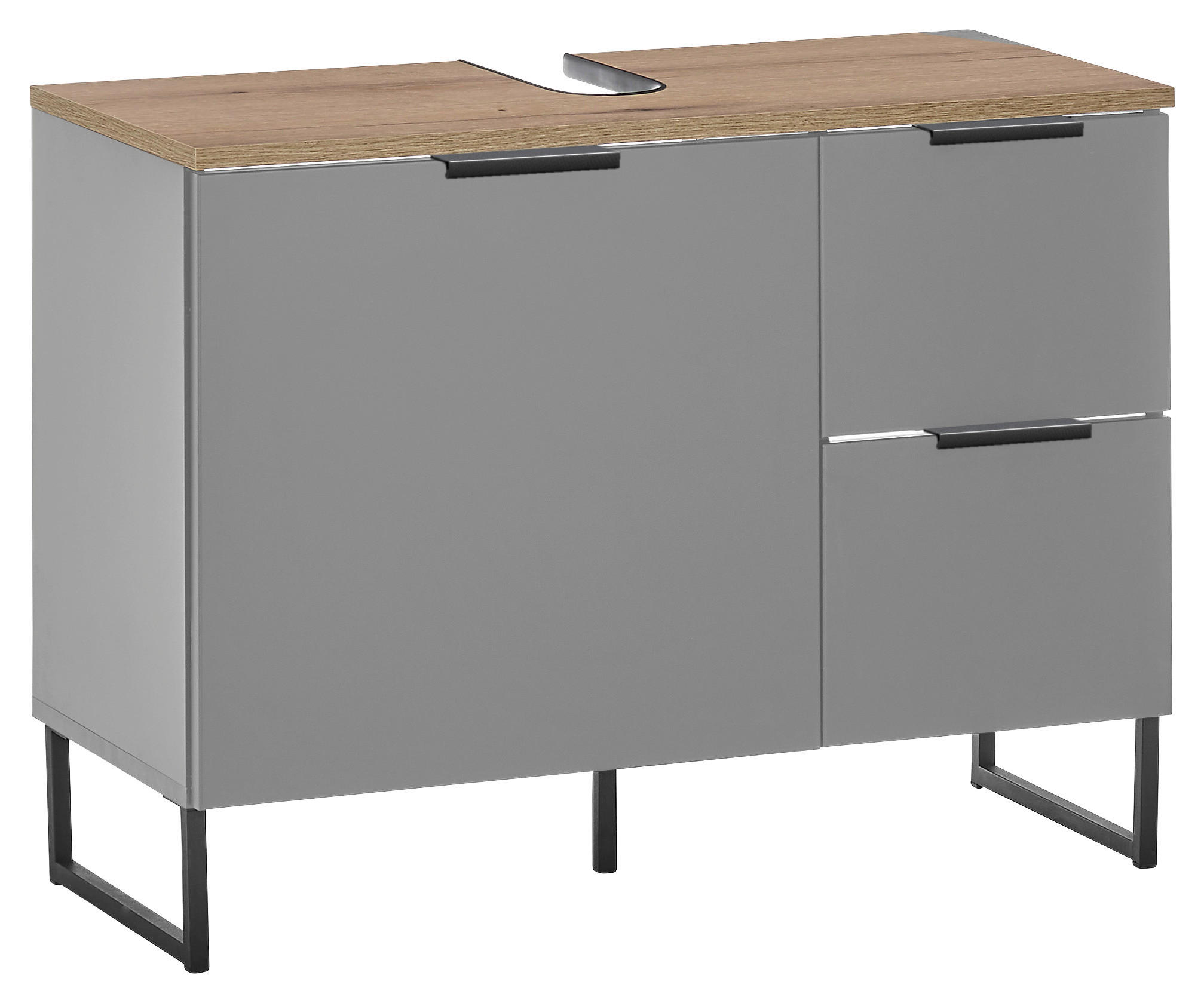 Waschbeckenunterschrank Denver grau matt Eiche Evoke Coast Nachbildung B/H/T: ca. 80x60x35 cm Denver - Eiche/grau (80,00/60,00/35,00cm)