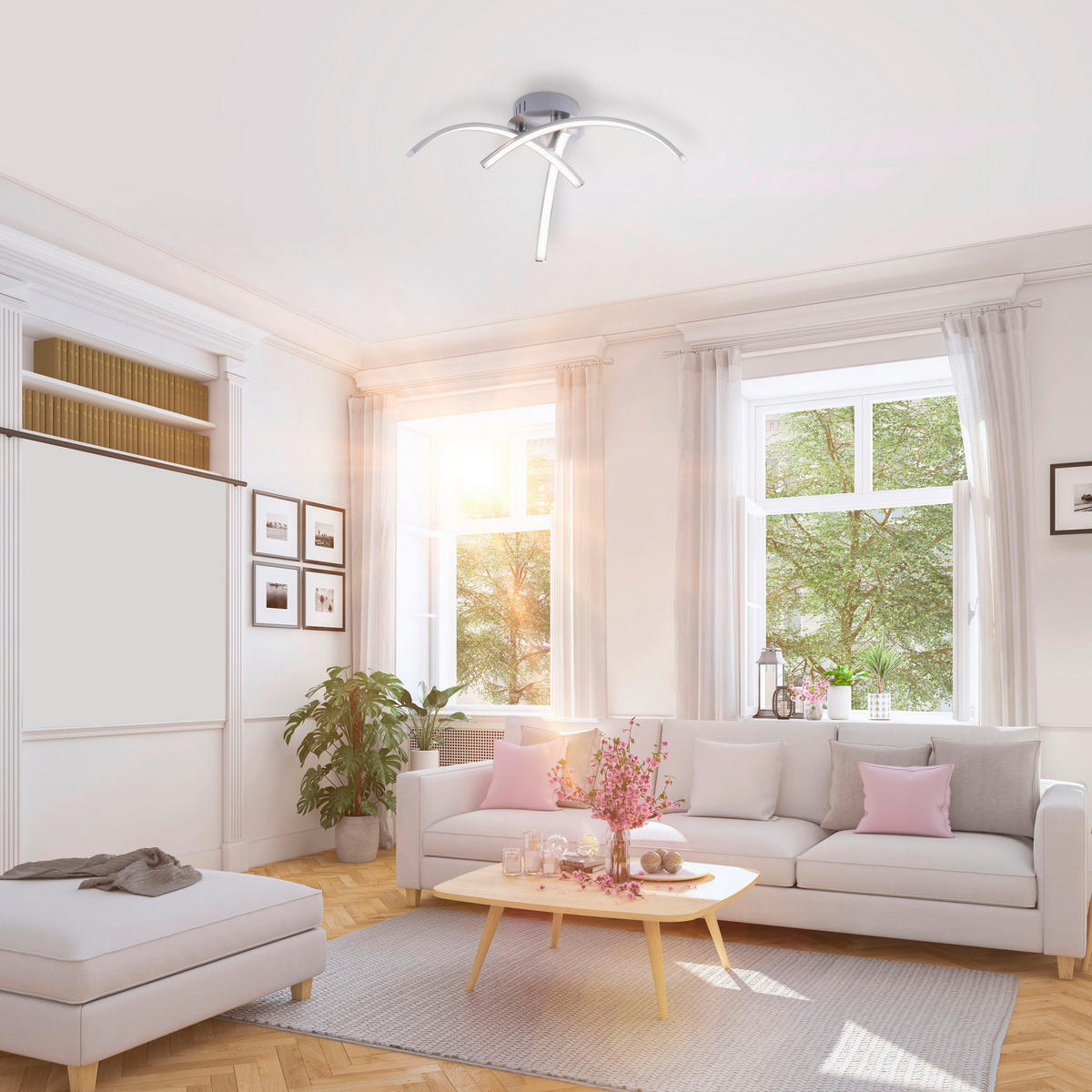 Just Light Deckenleuchte 15341-55 stahlfarbig Alu Eisen Kunststoff H/D: ca. 14x40 cm LED-Deckenleuchte_Valerie 3flg. - stahlfarbig (40,00/14,00cm) - Just Light