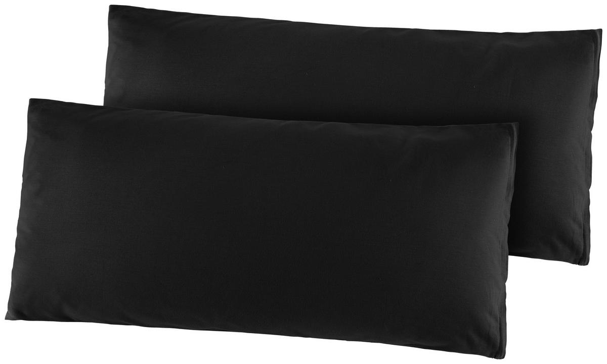 Kissenhülle Renforce Kissenbezug-Renforce_2erPack 40x80 - schwarz (40,00/80,00cm)