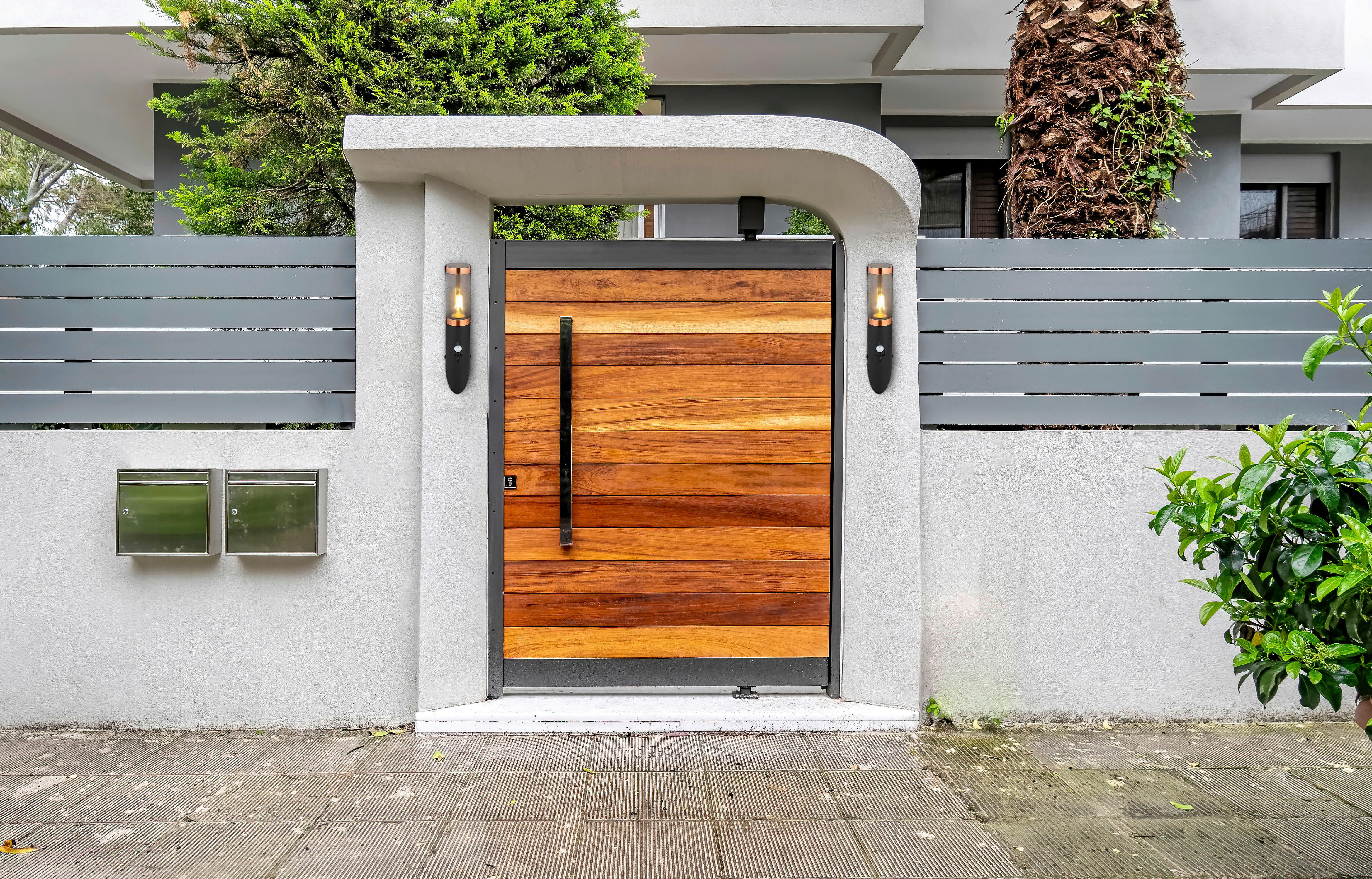 Außenleuchte Rauch schwarz Kupfer B/H: ca. 7,6x41 cm BOSTON - schwarz/Rauch (7,60/41,00cm) - GLOBO