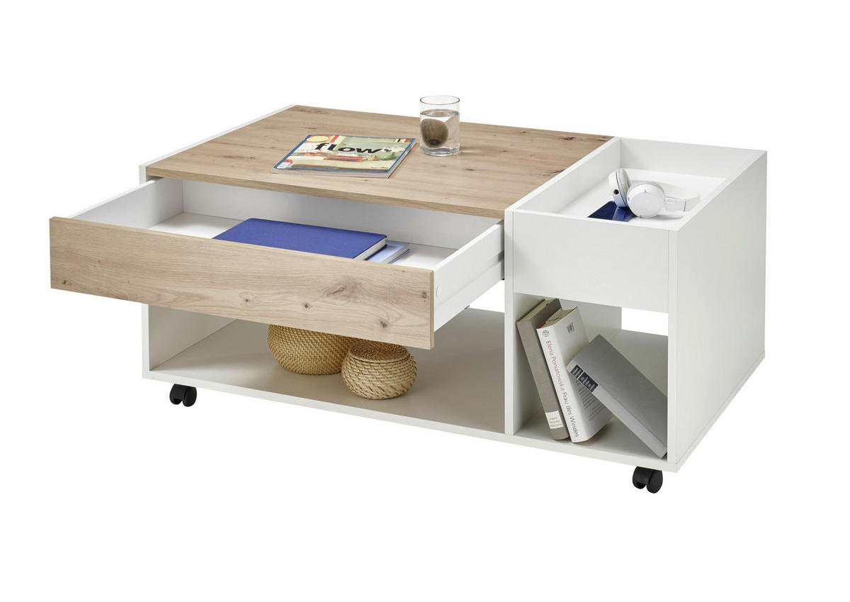 Couchtisch Eiche Artisan weiß B/H/T: ca. 110x44x60 cm Emil_1_83-053-T2_Couchtisch - Eiche/weiß (110,00/44,00/60,00cm)