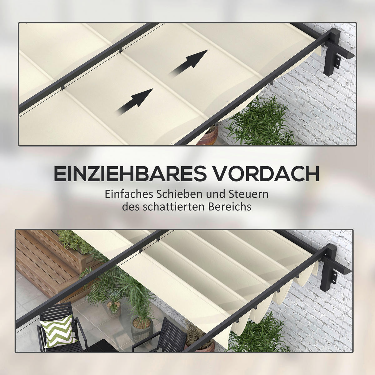 Outsunny Pergola cremeweiß Polyester B/H/L: ca. 297x230x297 cm Pergola - cremeweiß (297,00/297,00/230,00cm) - Outsunny