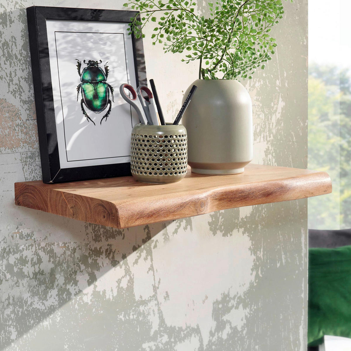 Wandregal braun Holz B/H/T: ca. 40x4x26 cm Wandregal - braun (40,00/4,00/26,00cm) - Wohnling