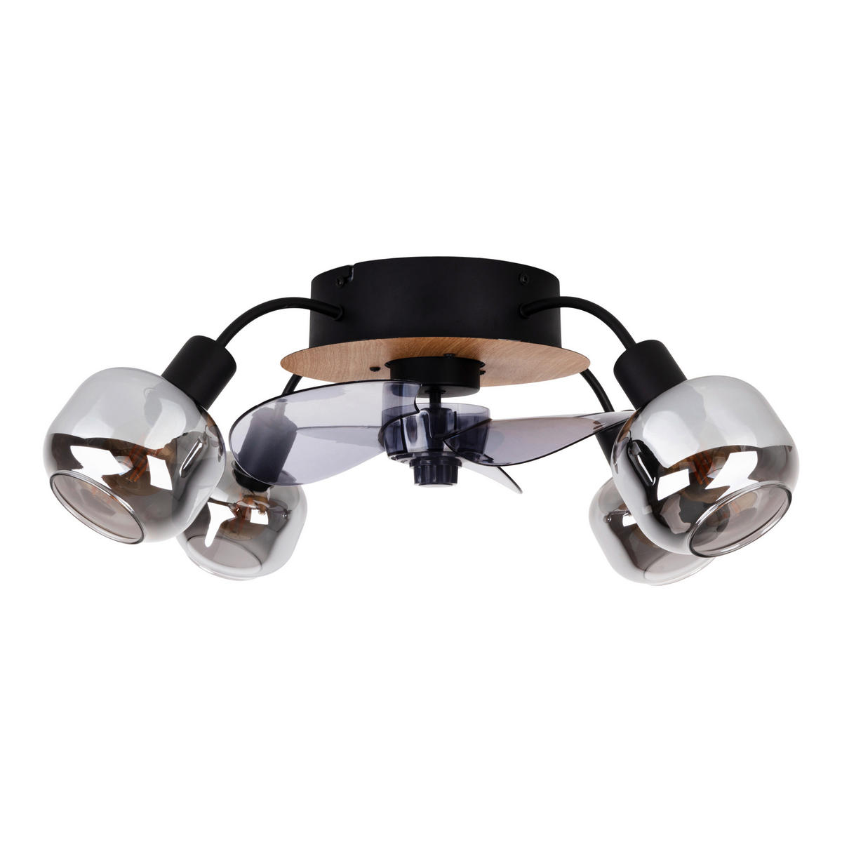 Näve Leuchten Deckenventilator schwarz Metall Glas Kunststoff B/H/T/D: ca. 48x21x48x48 cm E14 4 Brennstellen FUMOSO - schwarz (48,00/21,00/48,00cm) - Näve Leuchten