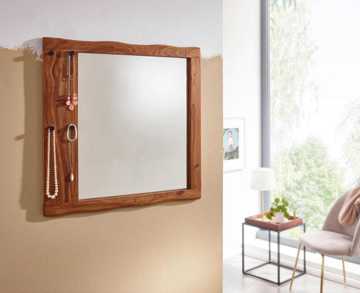 Wandspiegel rosenholz Nachbildung B/H/T: ca. 80x80x3 cm Wandspiegel - rosenholz (80,00/80,00/3,00cm) - Wohnling