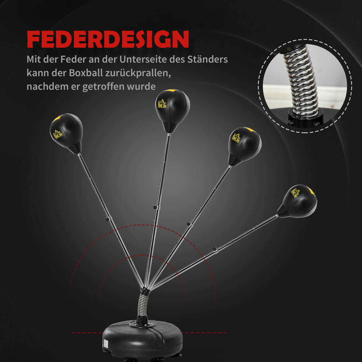 HOMCOM Punchingball Set schwarz Kunstleder B/H/L: ca. 45x151x45 cm Punchingball Set - schwarz (45,00/45,00/151,00cm) - HOMCOM