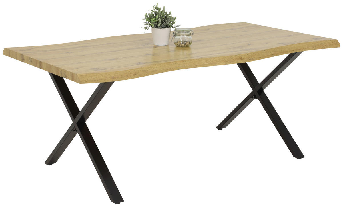 Esstisch GERDA I T Eiche Wildeiche Optik B/H/T: ca. 180x76x100 cm GERDA I T - Eiche/schwarz (180,00/76,00/100,00cm) - Hela