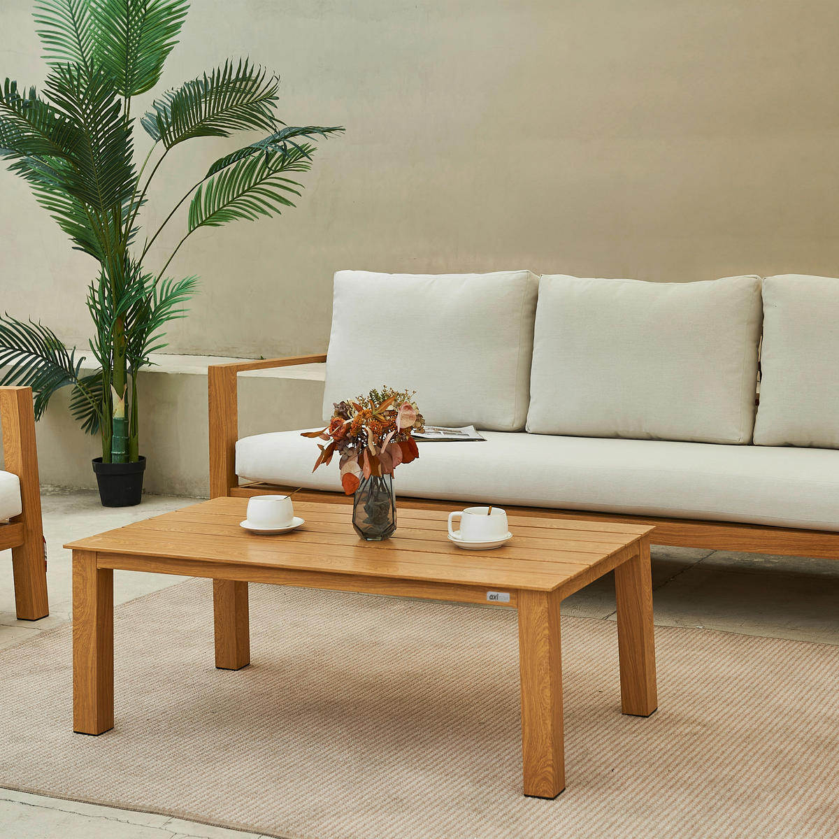 AXI Outdoor Living Loungeset Orla braun Metall B/H/L: ca. 223,5x73,5x89 cm Orla - braun/beige (89,00/223,50/73,50cm) - AXI Outdoor Living