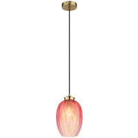 GLOBO Pendelleuchte schwarz gold brombeer Glas Textil Metall H/D: ca. 120x18 cm E27 1 Brennstellen JESSICA - gold/schwarz (18,00/120,00cm) - GLOBO