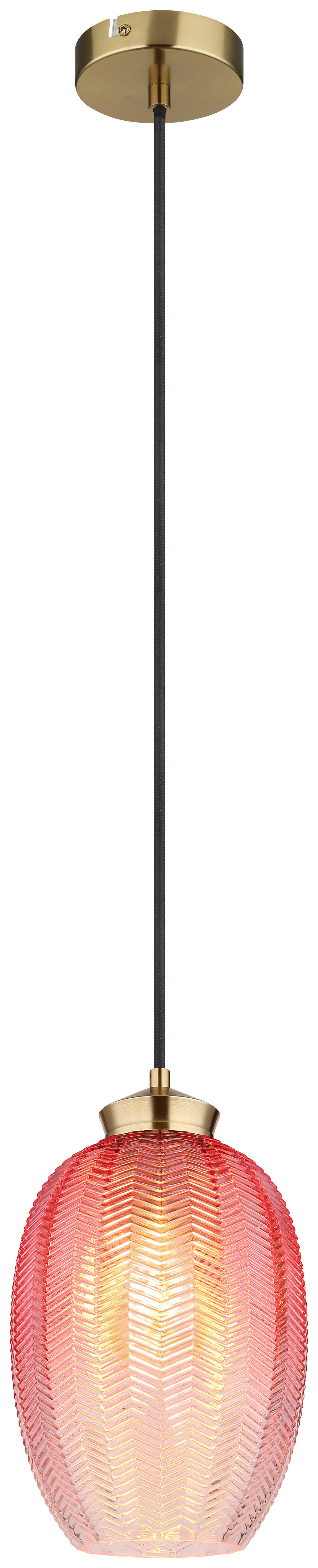 GLOBO Pendelleuchte schwarz gold brombeer Glas Textil Metall H/D: ca. 120x18 cm E27 1 Brennstellen JESSICA - gold/schwarz (18,00/120,00cm) - GLOBO