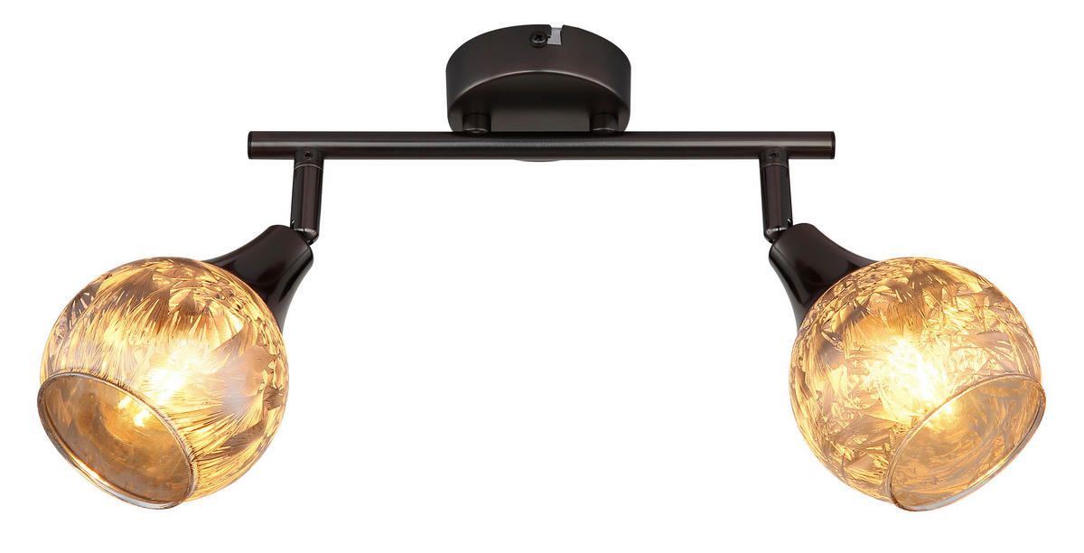 GLOBO Strahler schwarz Chrom Glas Metall B/H/L: ca. 11x26x16 cm E14 2 Brennstellen Strahler-Frosta - schwarz/Chrom (16,00/11,00/26,00cm) - GLOBO