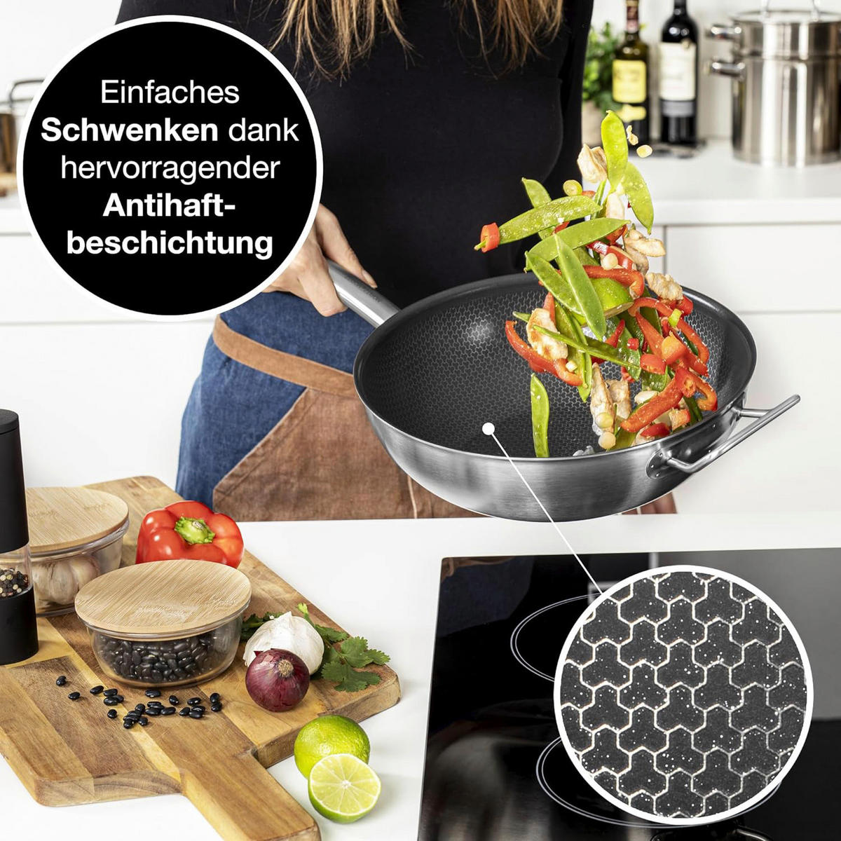 Moritz & Moritz Wokpfanne silber Aluminium Wokpfanne 30cm - silber - Moritz & Moritz