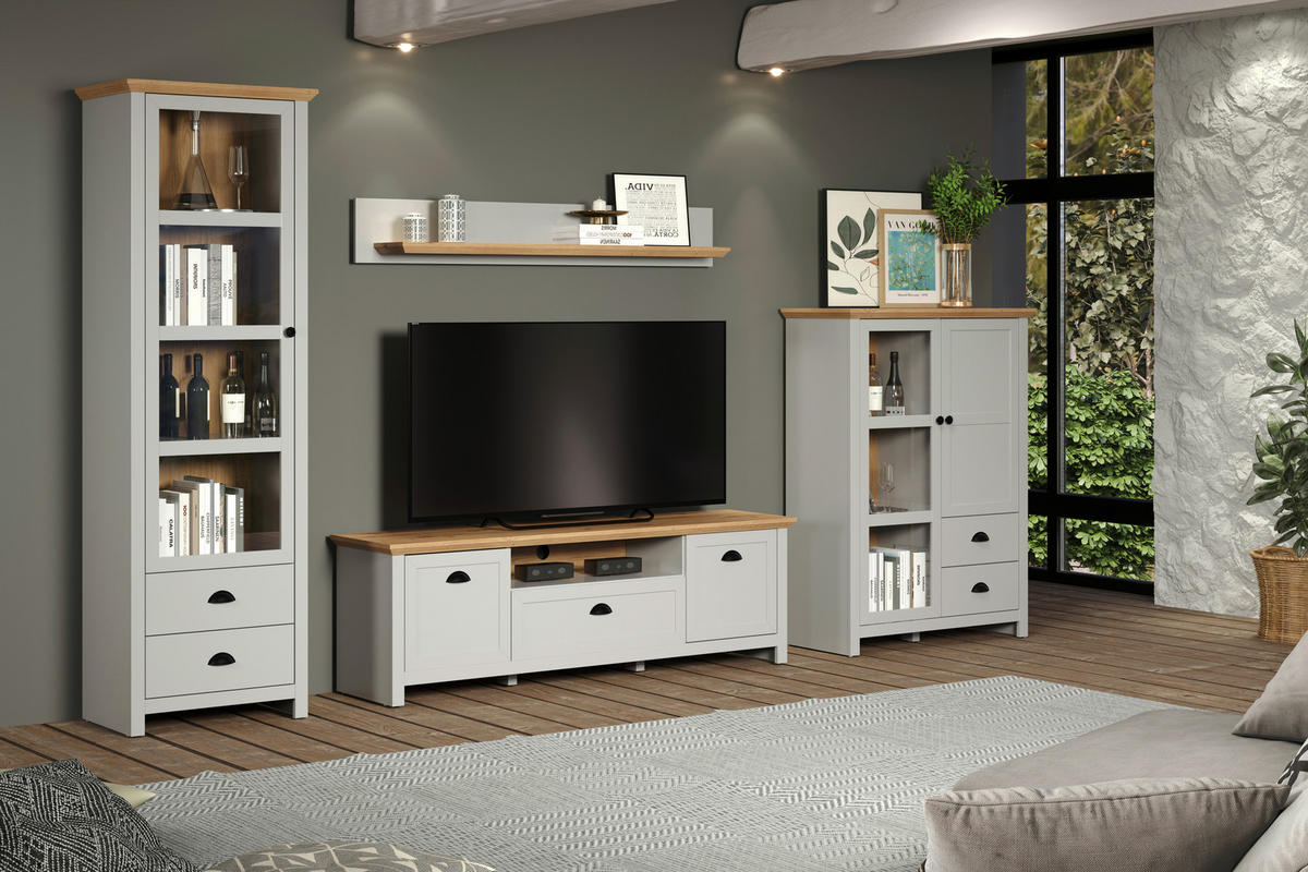 TV-Lowboard Landside Lichtgrau Eiche Artisan Nachbildung B/H/T: ca. 171x53x41 cm Landside - Lichtgrau/Eiche (171,00/53,00/41,00cm) - Trendteam