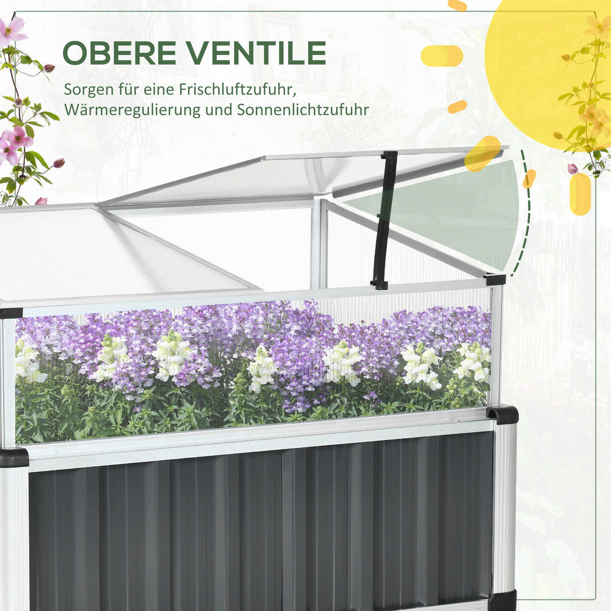 Outsunny Hochbeet Aluminium B/H/L: ca. 50x74x80 cm Hochbeet - (80,00/50,00/74,00cm) - Outsunny