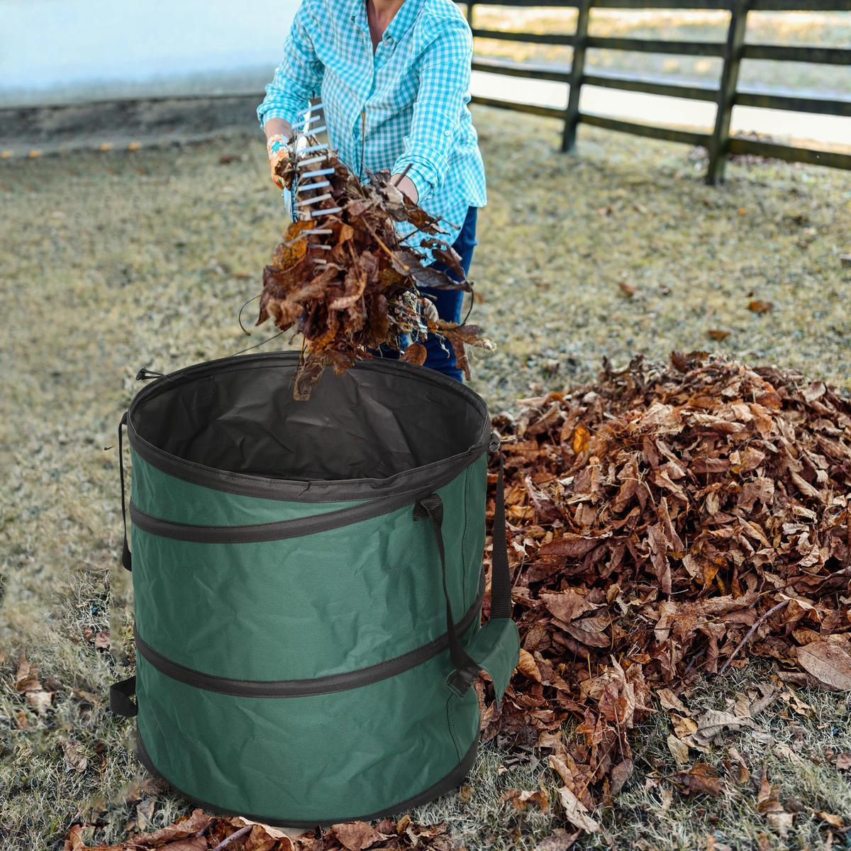 Outsunny Gartenabfallsack 4er Set grün B/H/L: ca. 47x50x47 cm Gartenabfallsack 4x 160l - grün (47,00/47,00/50,00cm) - Outsunny