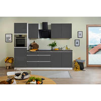 Respekta Küchenblock Premium grau Hochglanz B/H/T: ca. 270x220,5x60 cm Premium - weiß/granit (270,00/220,50/60,00cm) - Respekta
