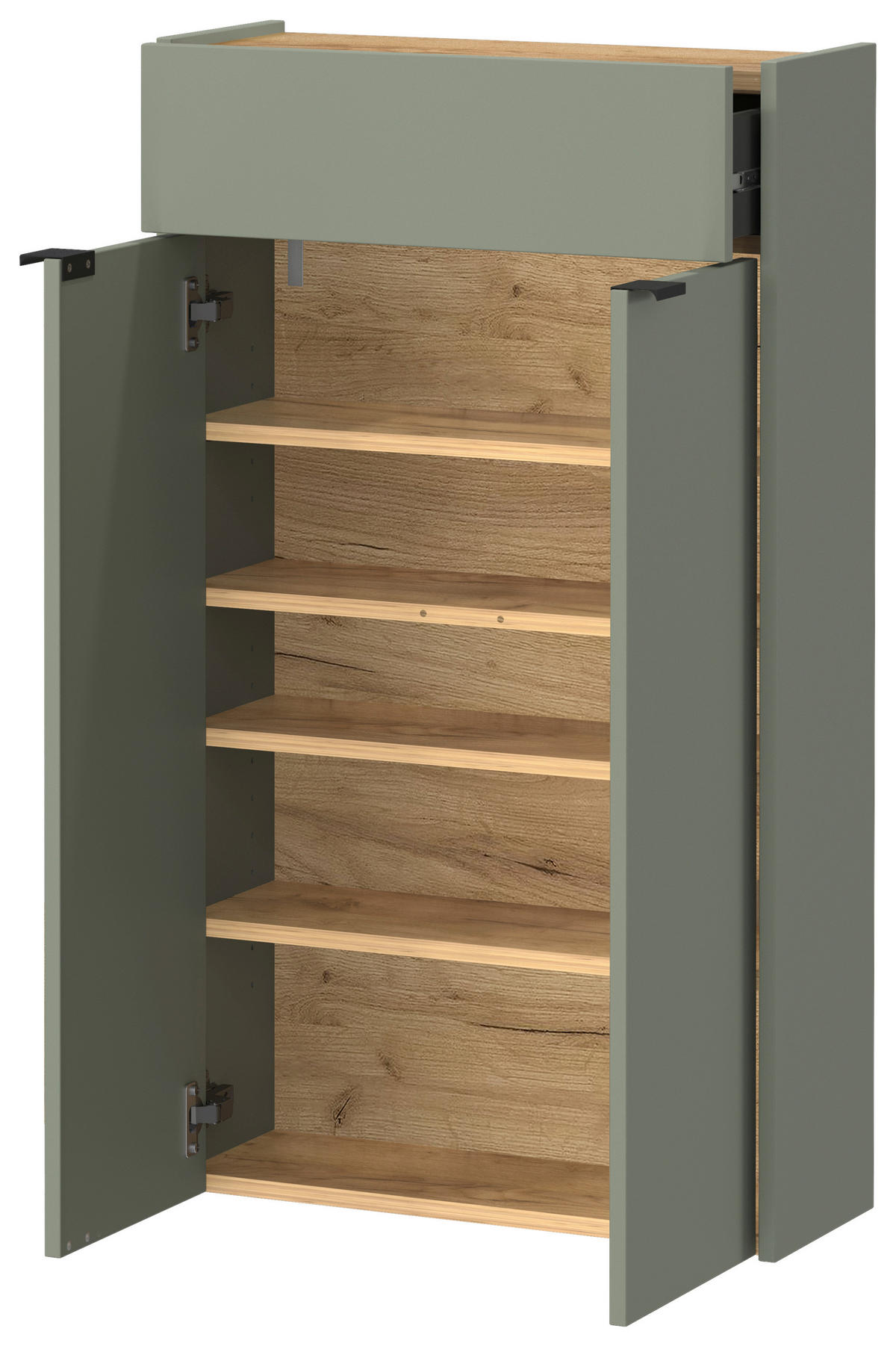 Garderobe 7936-629 grün Eiche Navarra Nachbildung B/H/T: ca. 56x200x22 cm 7936-629 - Eiche/grün (56,00/200,00/22,00cm) - Germania