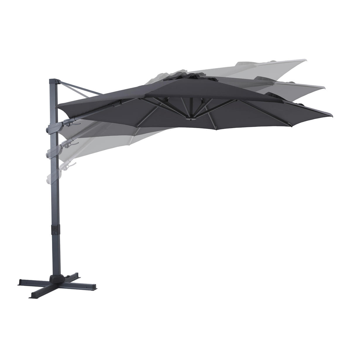 AXI Outdoor Living Ampelschirm Cyrus grau Metall B/H/L: ca. 300x250x300 cm Cyrus - anthrazit/grau (300,00/300,00/250,00cm) - AXI Outdoor Living