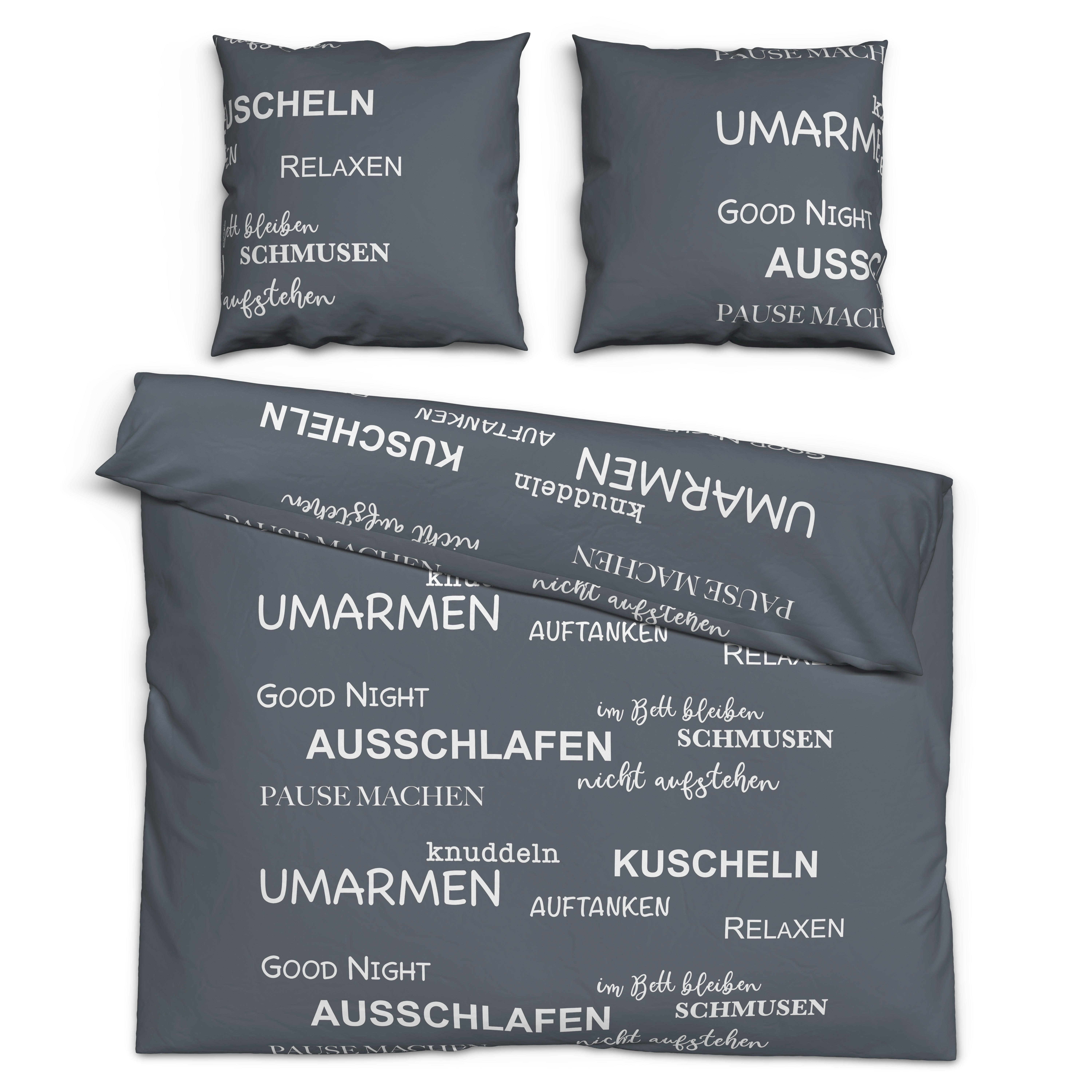 Microfaser Bettwäsche Bettwäsche-Microfaser_Umarmen - anthrazit (200,00/200,00cm)