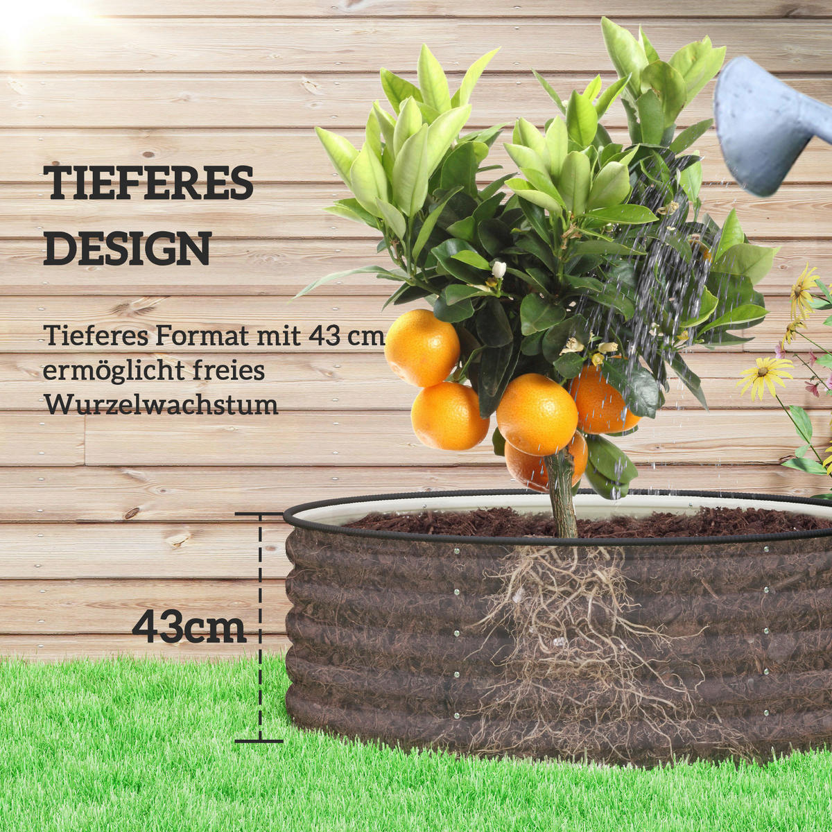 Outsunny Hochbeet cremeweiß Stahl B/H/L: ca. 120x43x120 cm Hochbeet - cremeweiß (120,00/120,00/43,00cm) - Outsunny