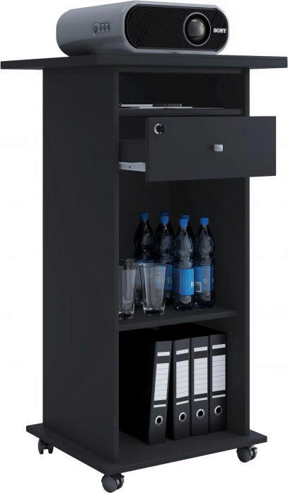 VCM Beamer-Stand Rollwagen Schublade schwarz Beamer-Stand Neta - schwarz (60,00/108,00/50,00cm) - VCM