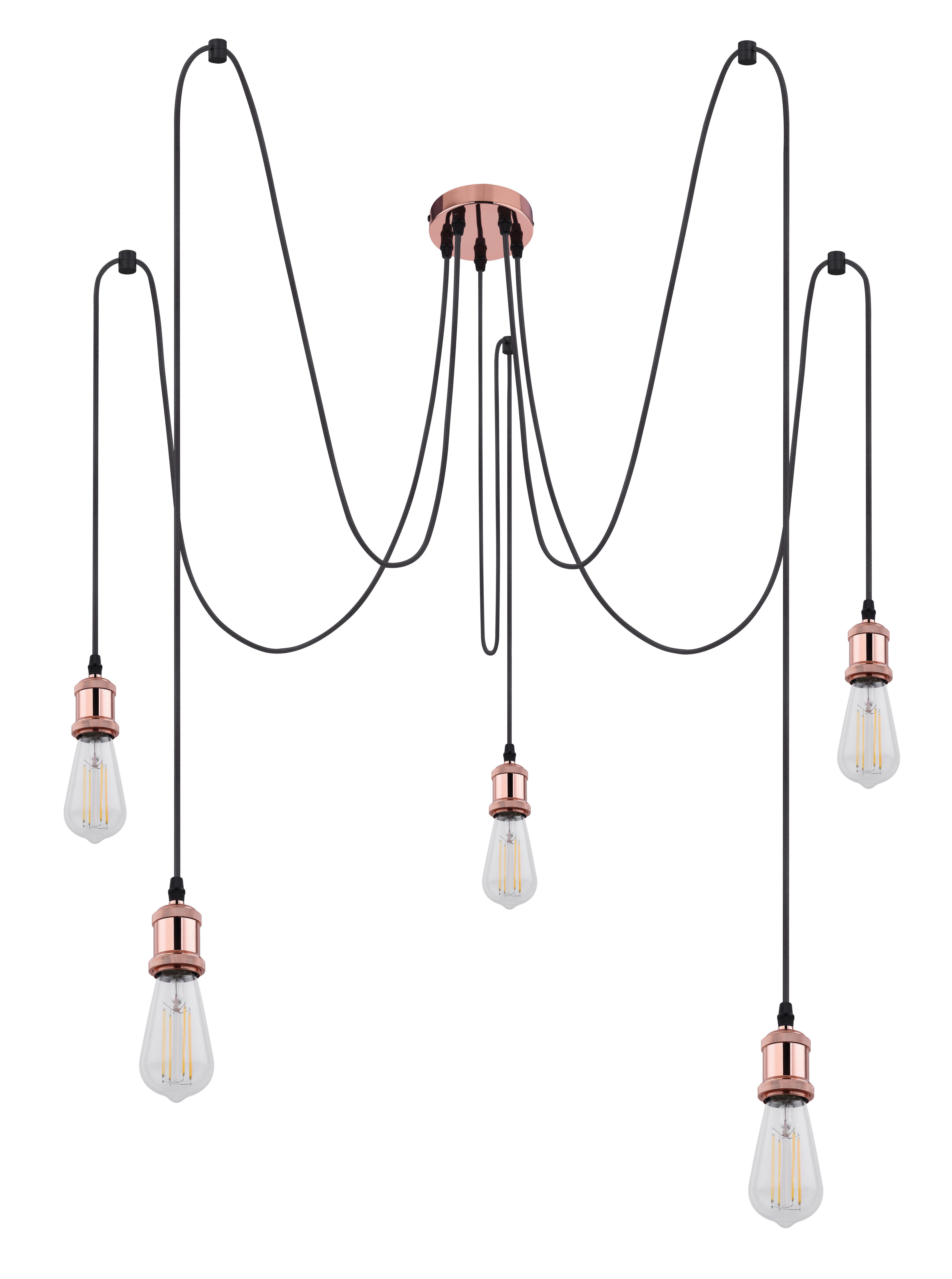 GLOBO Pendelleuchte Oliver A32-5 Kupfer Metall H: ca. 200 cm E27 5 Brennstellen Oliver - Kupfer (200,00cm) - GLOBO