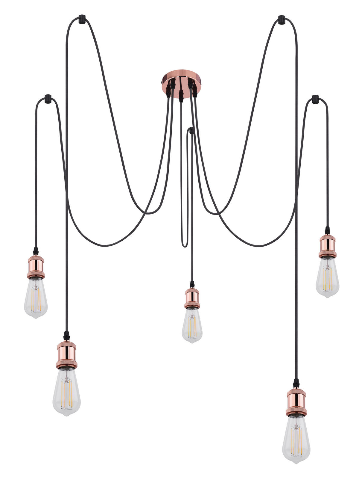 GLOBO Pendelleuchte Oliver A32-5 Kupfer Metall H: ca. 200 cm E27 5 Brennstellen Oliver - Kupfer (200,00cm) - GLOBO