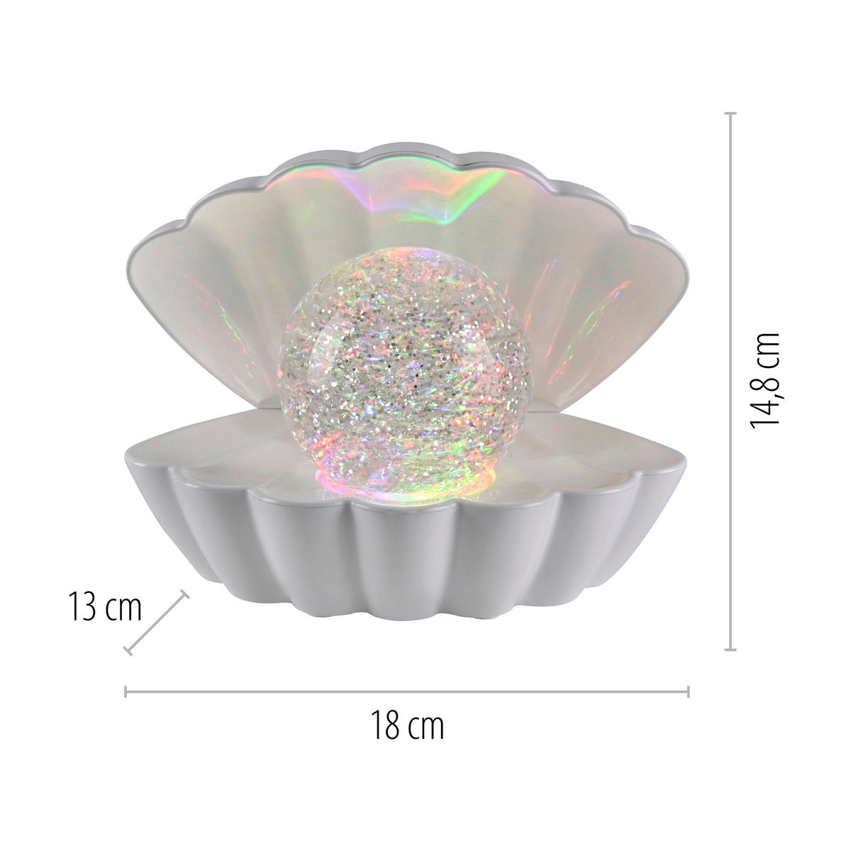 Just Light LED-Dekoleuchte weiß Kunststoff B/H/D: ca. 18x13x14,8 cm LED-Dekoleuchte_Muschel - weiß (14,80/13,00cm) - Just Light