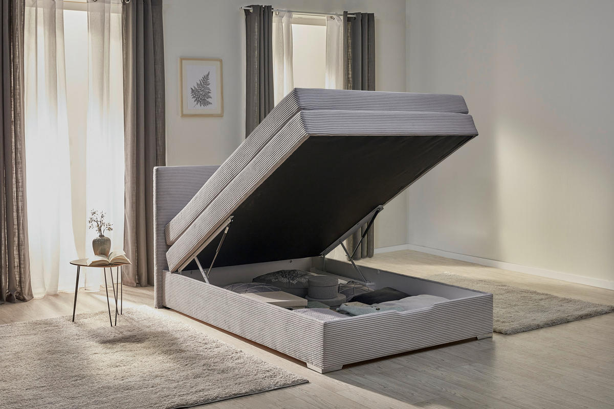 Boxspringbett Porto grau Liegefläche B/L: ca. 140x200 cm Porto - grau (147,00/105,00/211,00cm)