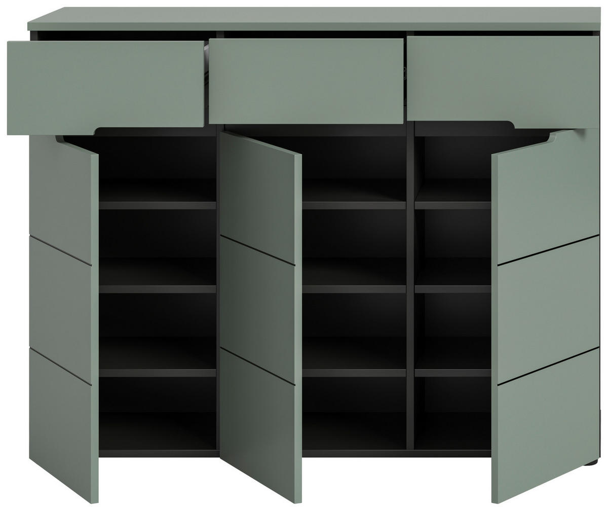 Schuhkommode Canu grün basaltgrau Nachbildung B/H/T: ca. 94x120x37 cm Canu - basaltgrau/grün (94,00/120,00/37,00cm) - xonox.home