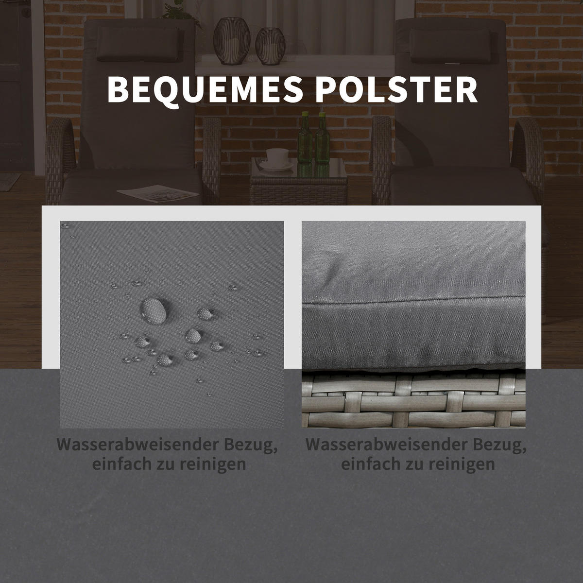 Outsunny Gartenliege 2er Set dunkelgrau Glas B/H/L: ca. 73x103x200 cm Gartenliege 2er Set - dunkelgrau/grau (200,00/73,00/103,00cm) - Outsunny