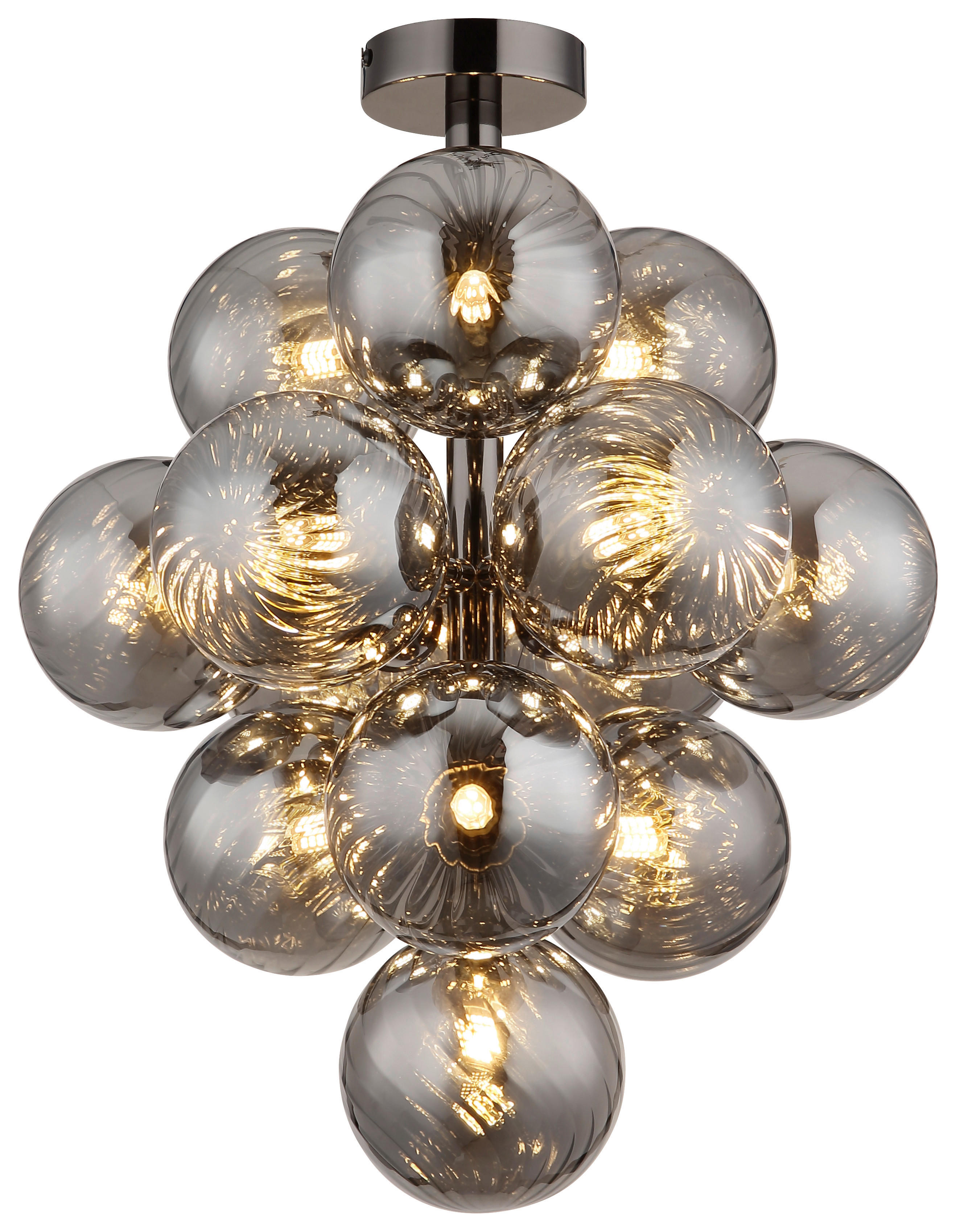 GLOBO LED-Deckenleuchte Chrom Rauch schwarz Glas Metall H/D: ca. 50x39,5 cm 13 Brennstellen CONOR - schwarz/Rauch (39,50/50,00cm) - GLOBO