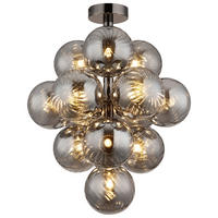 GLOBO LED-Deckenleuchte Chrom Rauch schwarz Glas Metall H/D: ca. 50x39,5 cm 13 Brennstellen CONOR - schwarz/Rauch (39,50/50,00cm) - GLOBO