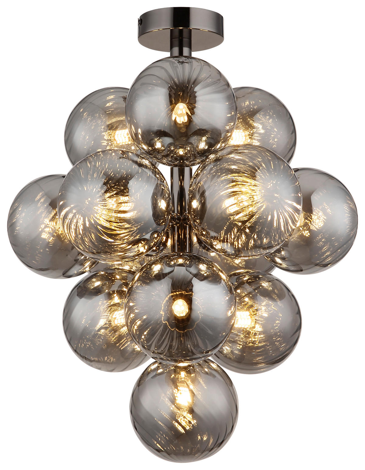 GLOBO LED-Deckenleuchte Chrom Rauch schwarz Glas Metall H/D: ca. 50x39,5 cm 13 Brennstellen CONOR - schwarz/Rauch (39,50/50,00cm) - GLOBO
