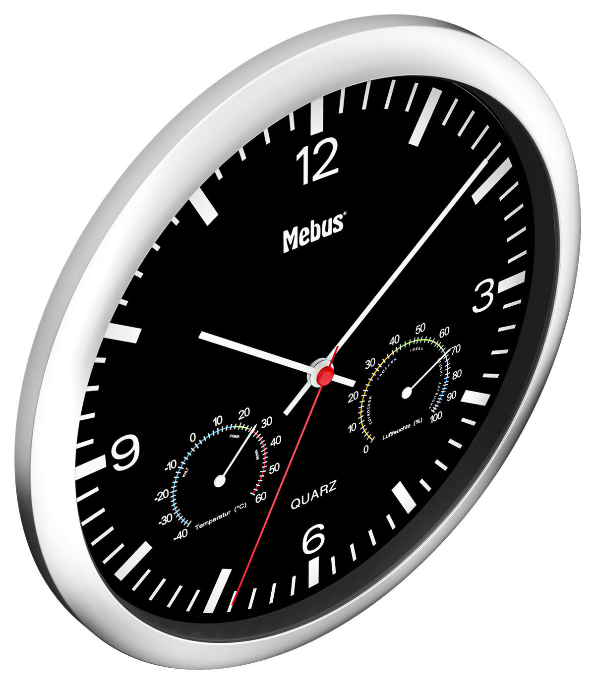 Mebus Wanduhr schwarz D: ca. 25 cm Wanduhr_Quarz - schwarz (25,00cm) - Mebus