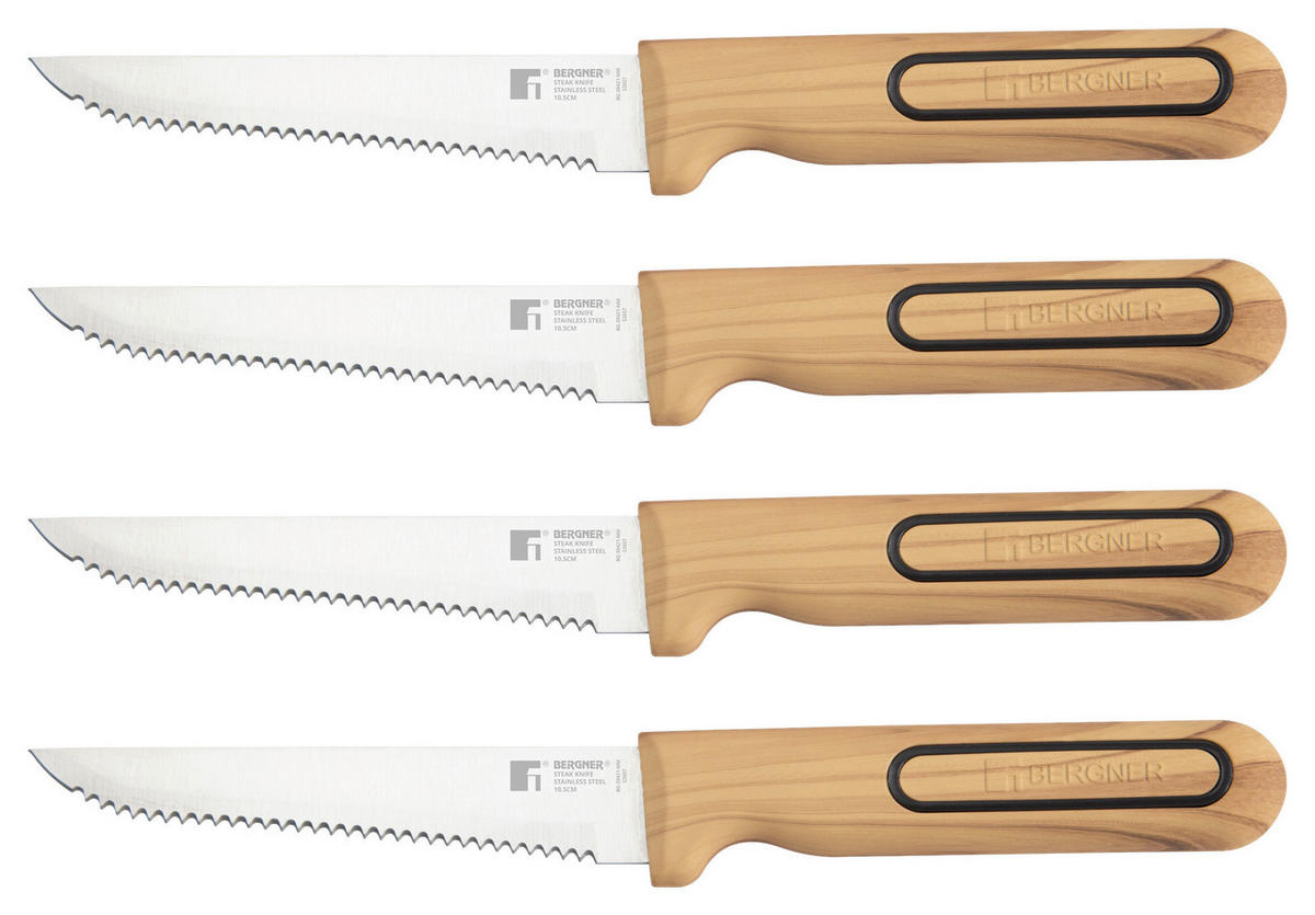 BERGNER Steakmesser-Set CHARCOAL silber Edelstahl B/H/L: ca. 17x2,8x25 cm CHARCOAL - silber (25,00/17,00/2,80cm) - BERGNER