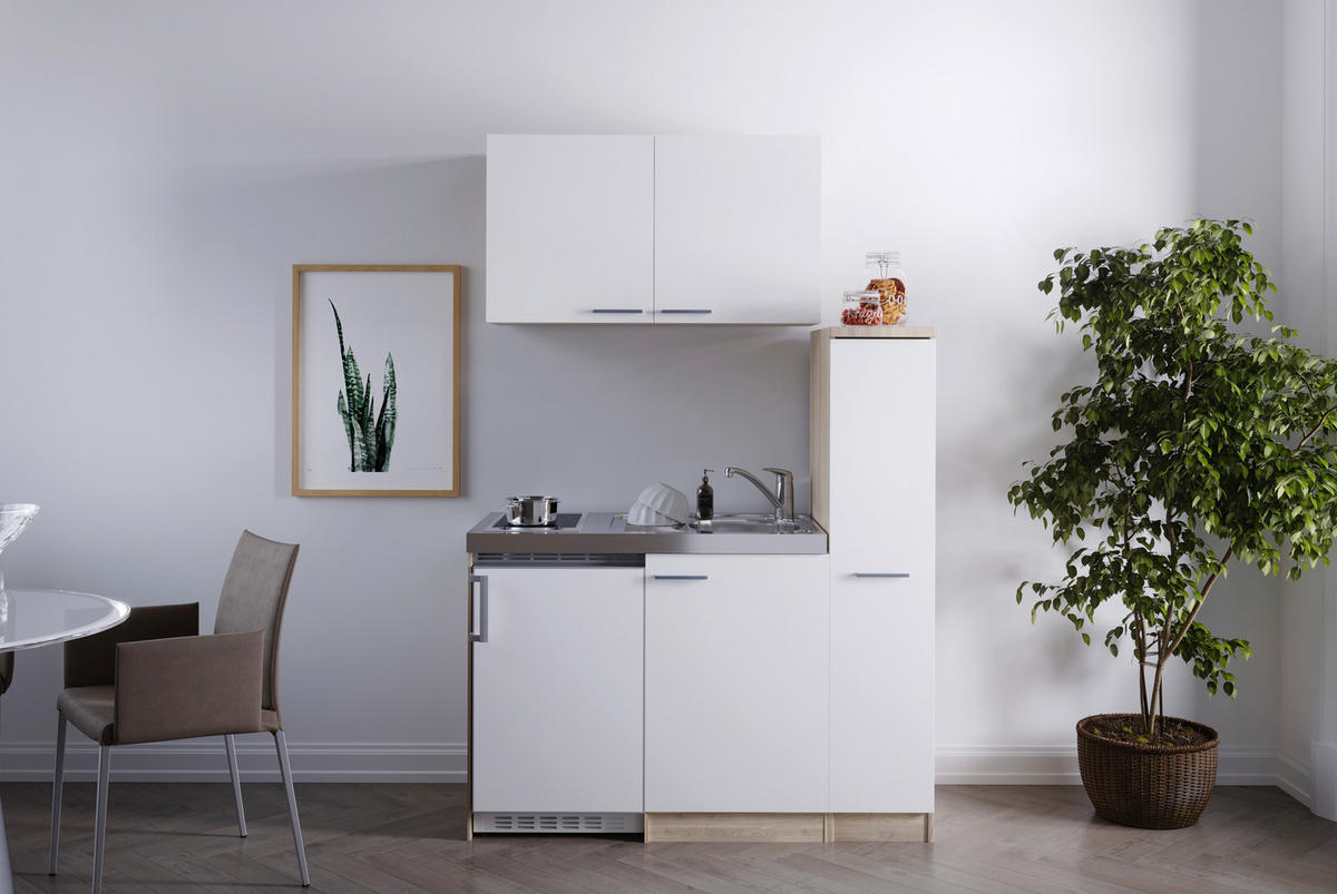 Respekta Miniküche 130 weiß matt B/H/T: ca. 130x200x60 cm 130 - Eiche/weiß (130,00/200,00/60,00cm) - Respekta