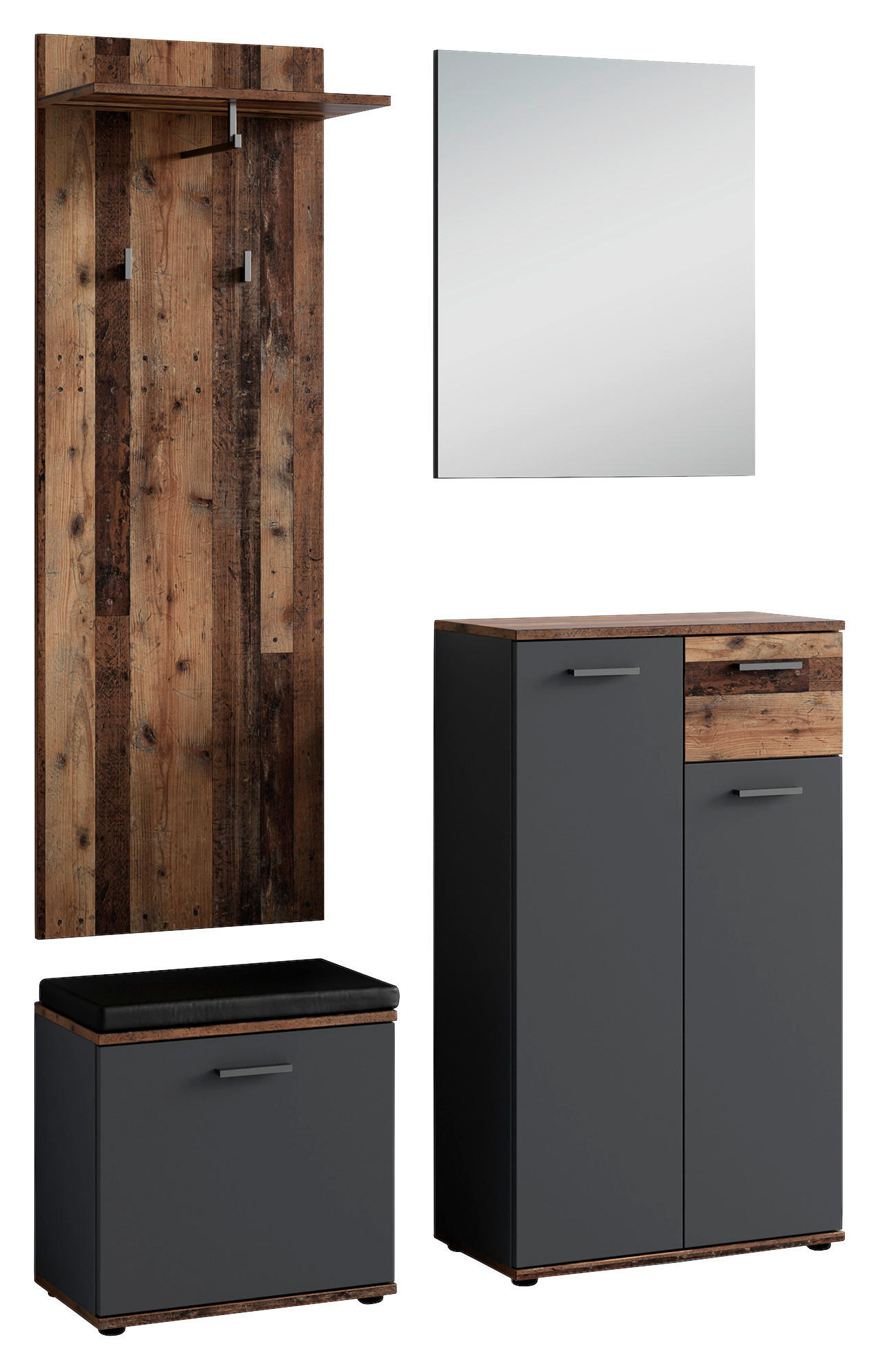 Garderobenset JAKOB Set 4-tlg. anthrazit JAKOB Set 4-tlg. - anthrazit - byLIVING