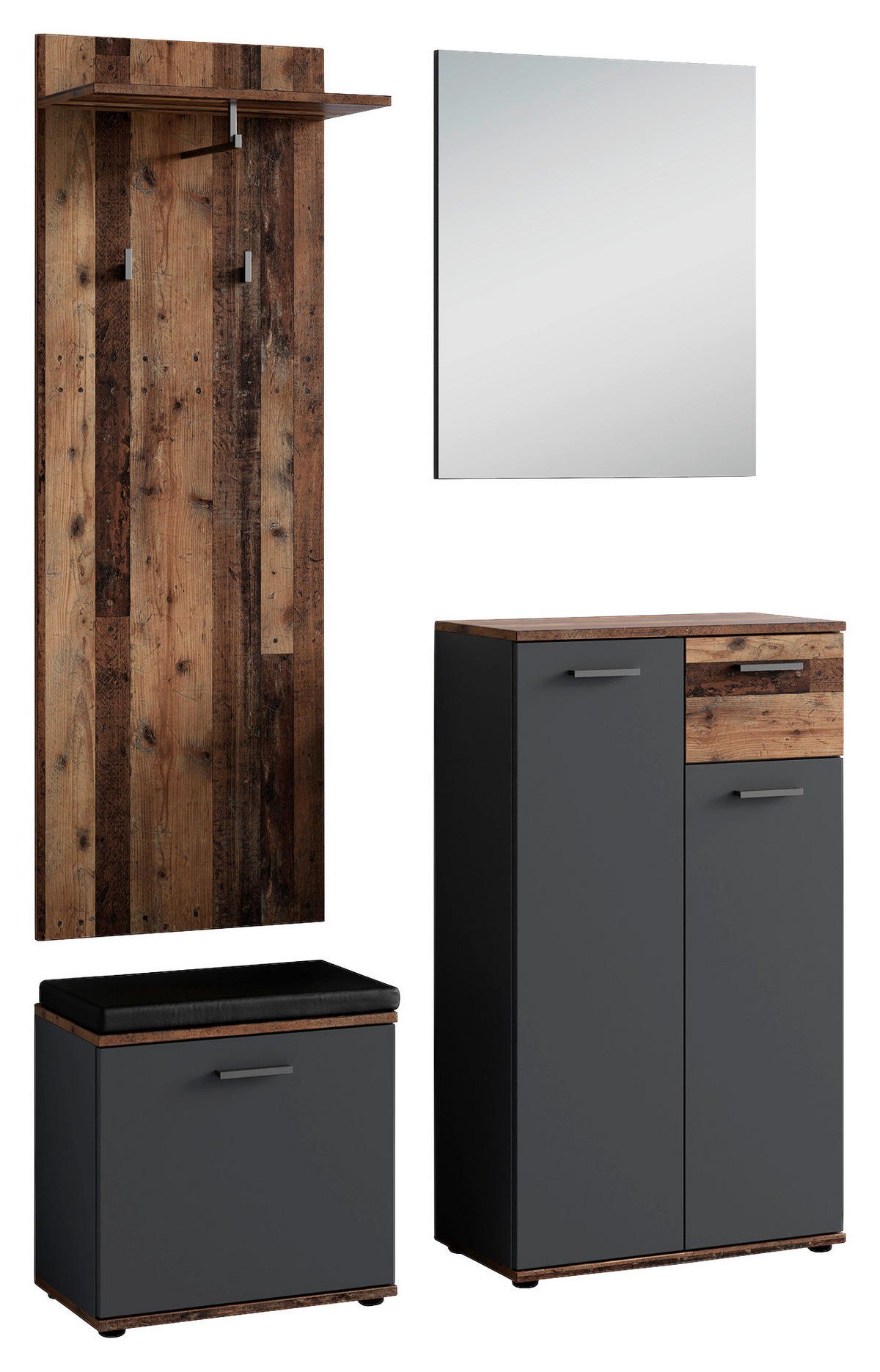 Garderobenset JAKOB Set 4-tlg. anthrazit JAKOB Set 4-tlg. - anthrazit - byLIVING