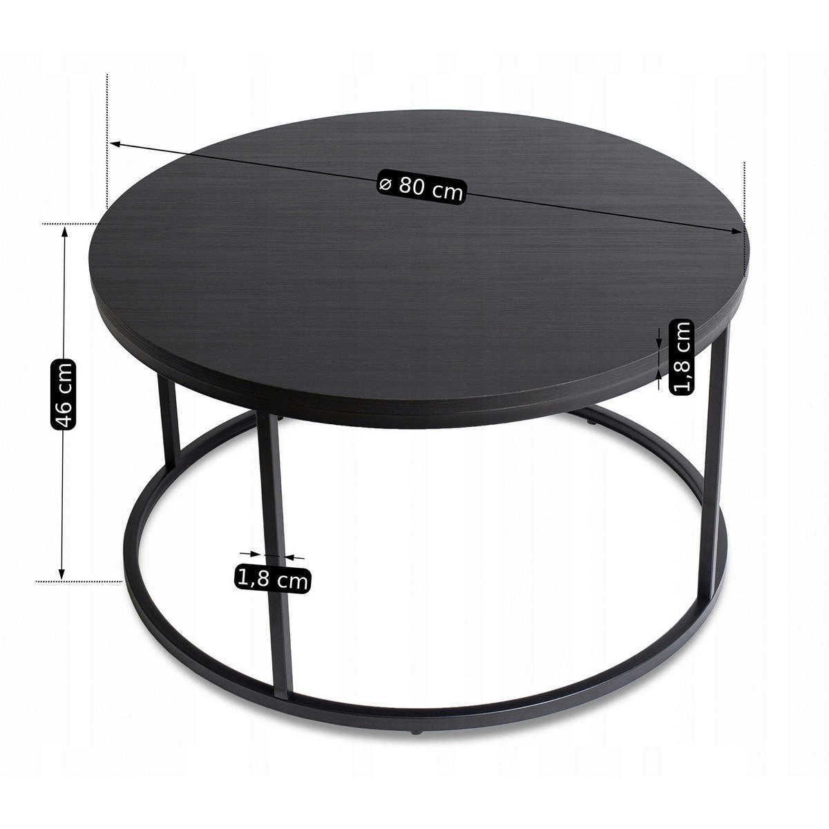 Couchtisch AMON schwarz B/H/T: ca. 53x46x53 cm AMON - schwarz (53,00/46,00/53,00cm) - WIPMEB